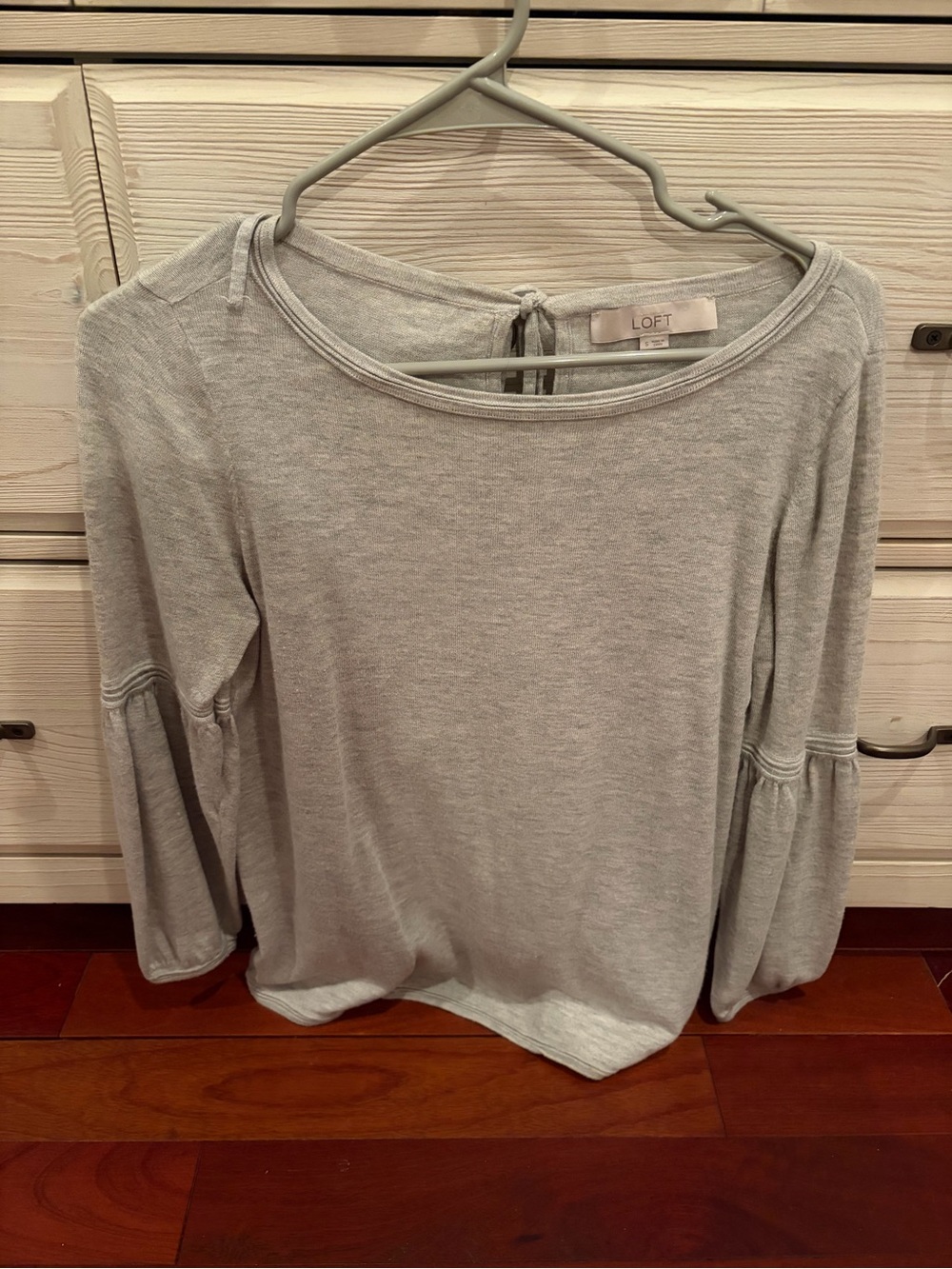 LOFT Light Gray Bell Sleeve Knit Top